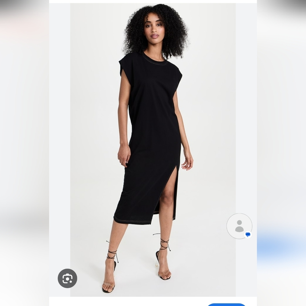Pistola 100% Cotton Black Trina Midi Dress with Side Slit, Oversize